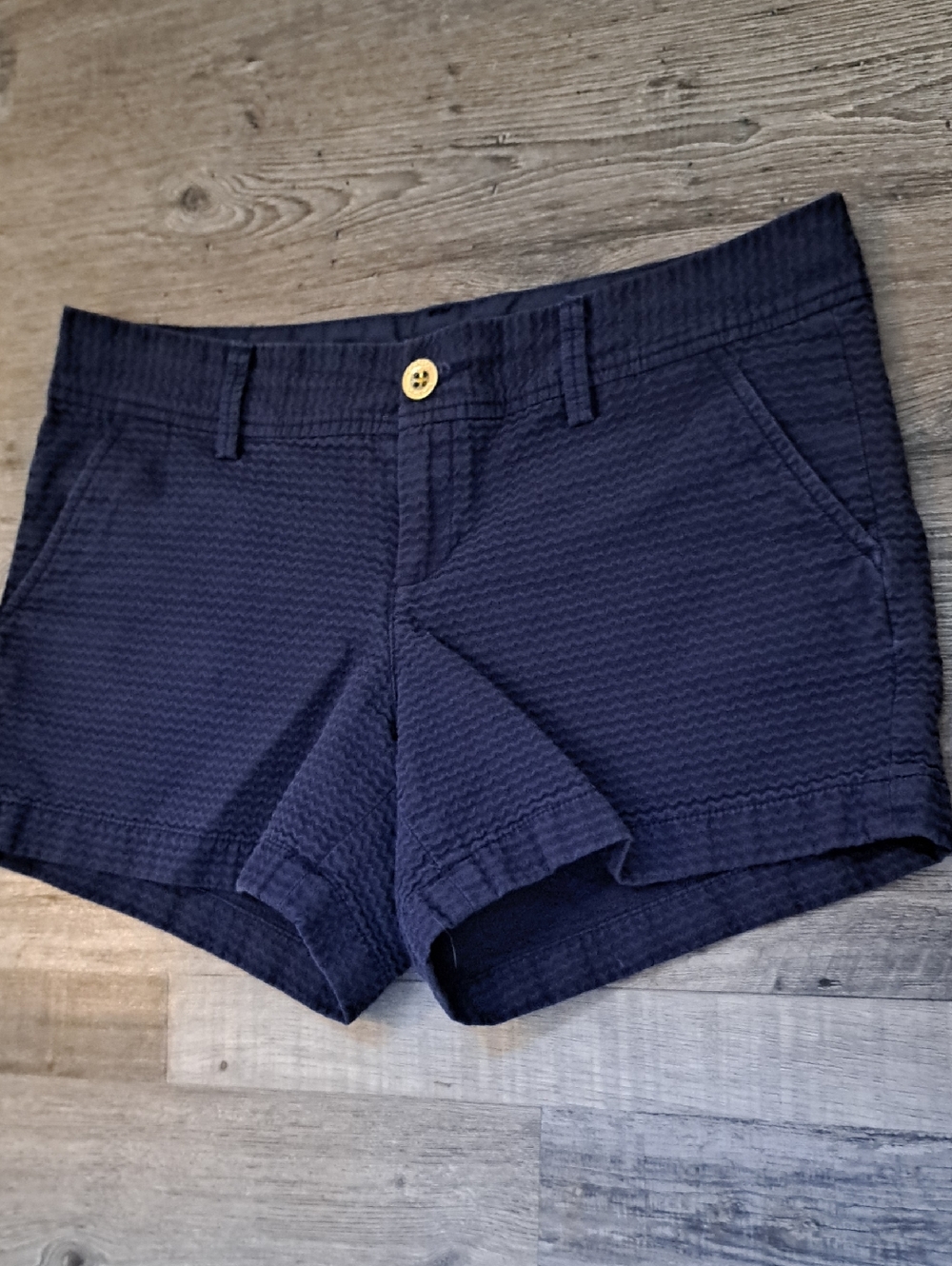 Lilly Pulitzer Navy Textured High-Waist Shorts